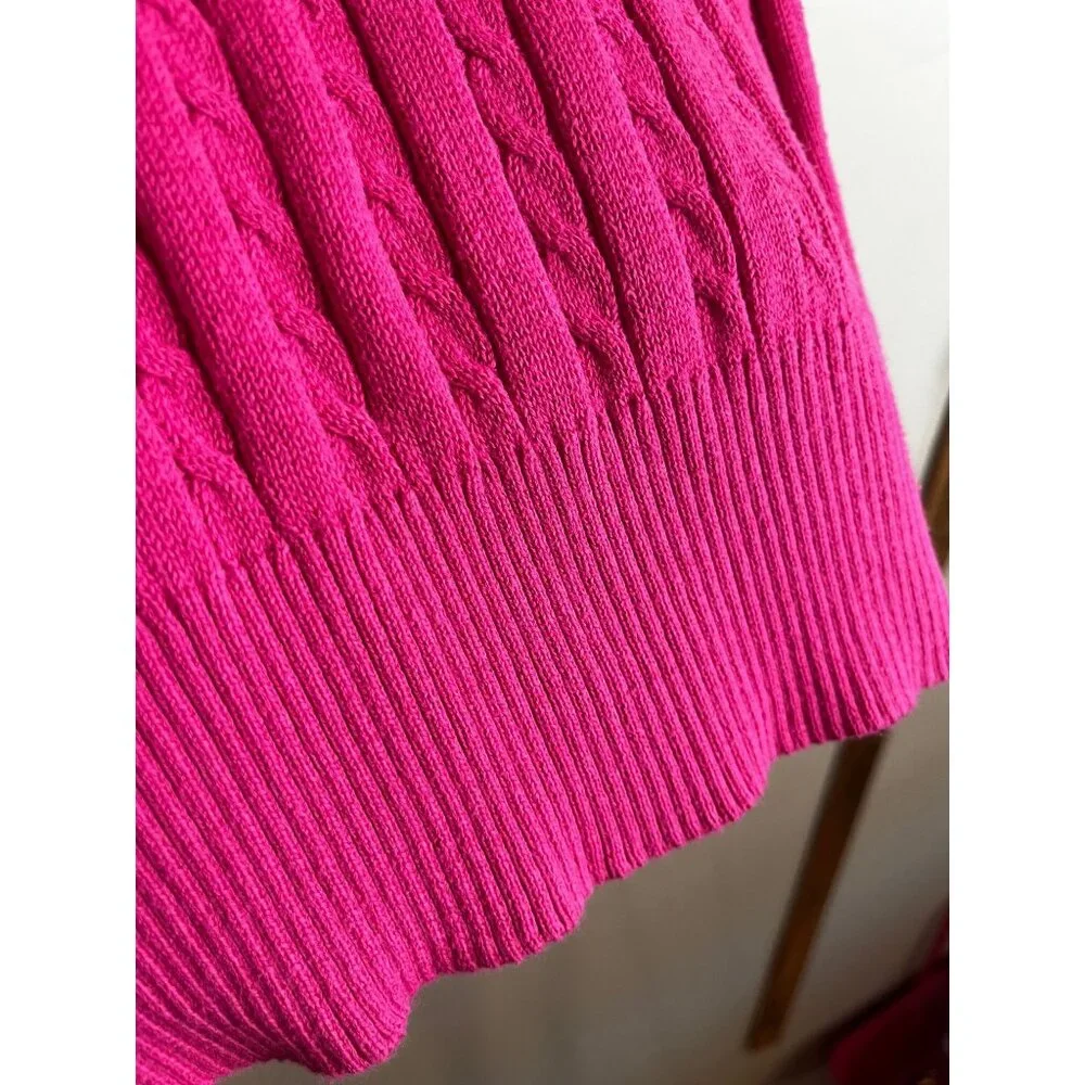Colorful Knit‎ Sweater Mini Dress Pink S Y2K Bodycon Cottage Preppy Skater Artsy
